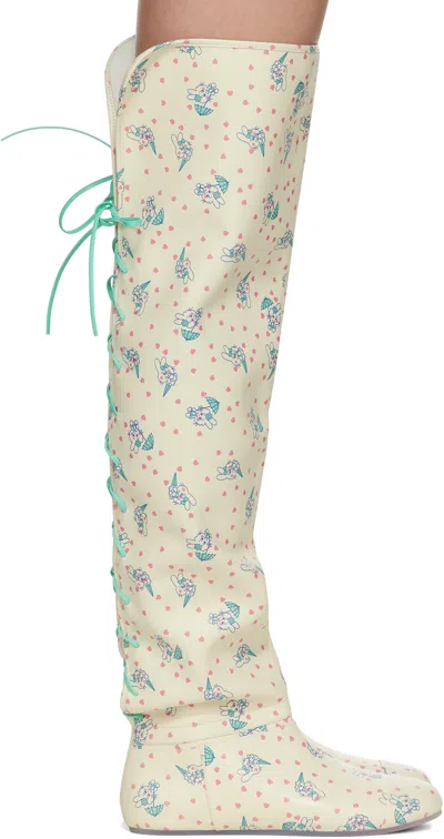 Ashley Williams Off-white Slouchy Thigh-high Tall Boots In Bunny