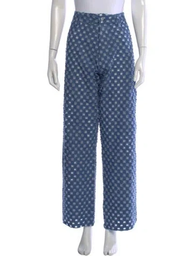 Pre-owned Ashley Williams Patterned Wide Leg Pants W/ Tags In Blue