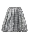 Ashley Williams Puffball-hem Checked Skirt In Gray