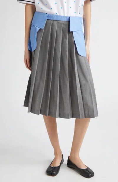 Ashley Williams Shirt Collar Pleated Virgin Wool Skirt
