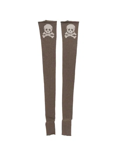 Ashley Williams Skull-intarsia Socks In Brown