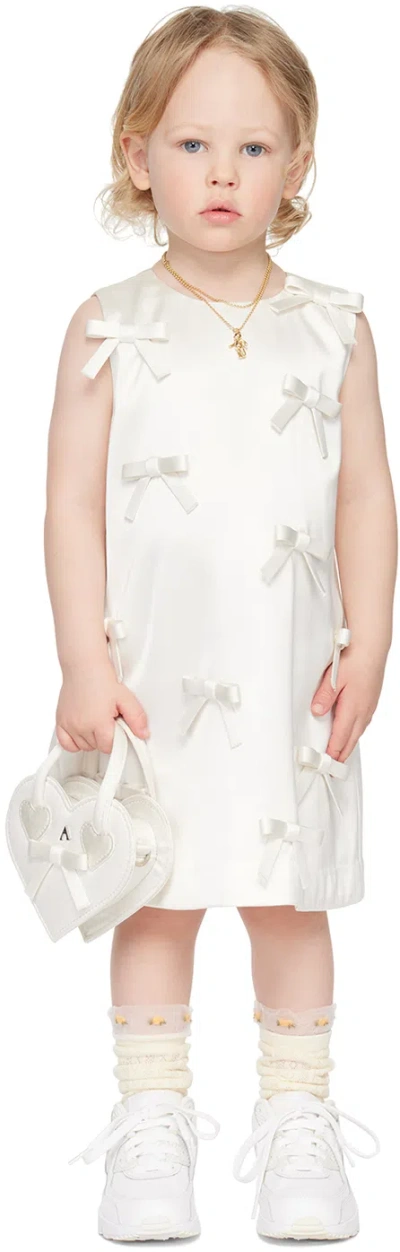 Ashley Williams Ssense Exclusive Kids Off-white Bow Dress In White Pink