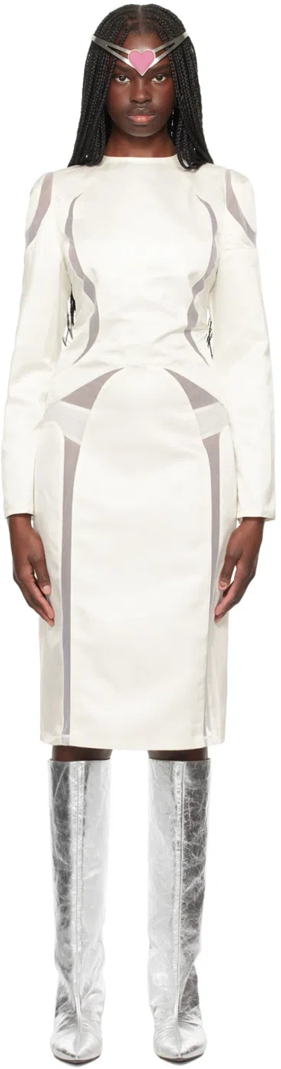 Ashley Williams Ssense Exclusive White Paneled Midi Dress
