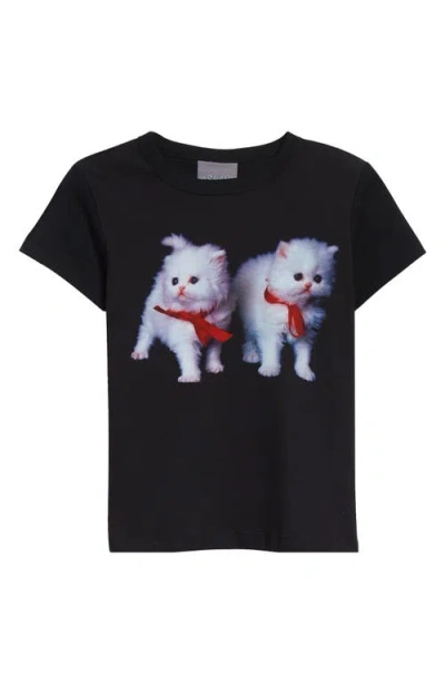Ashley Williams Two Kittens Graphic Baby Tee In Black