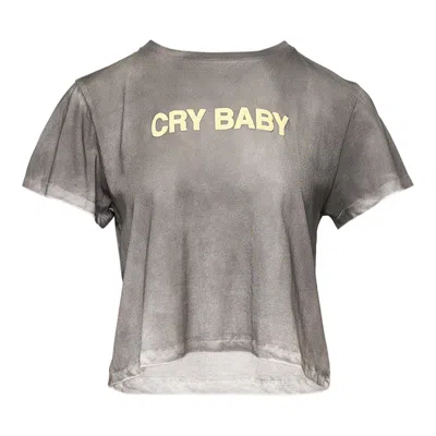 Ashley Williams Washed Grey Cropped T-shirt In Gray