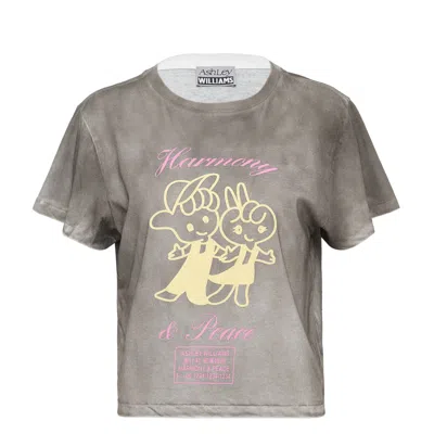 Ashley Williams Washed Grey Cropped T-shirt In Neutral