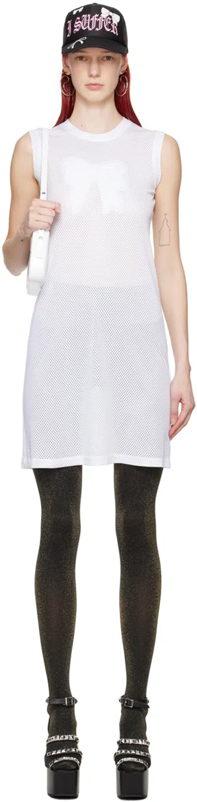 Ashley Williams White Bow Midi Dress In White Airtex