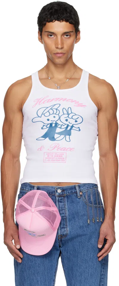 Ashley Williams White 'harmony & Peace' Tank Top