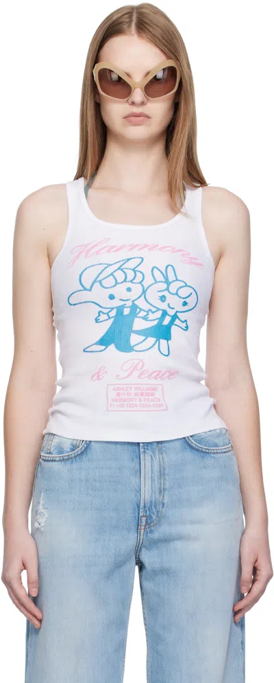 Ashley Williams White 'harmony & Peace' Tank Top