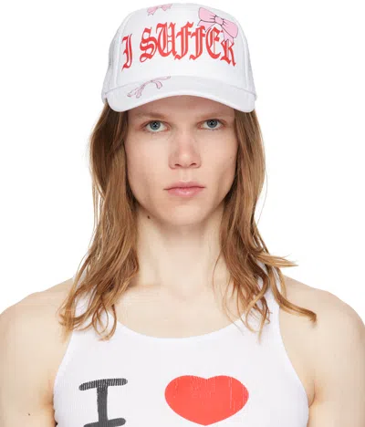 Ashley Williams White 'i Suffer' Cap In Red Font / Pink Bows