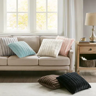 Ashley York Faux Fur Square Pillow In Multi