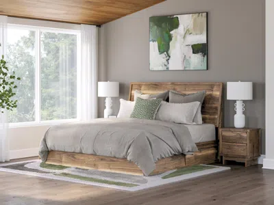 Ashley Zadilyn King Panel Bed With Storage In Brown