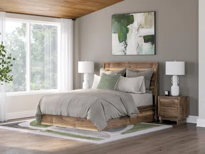Ashley Zadilyn Queen Panel Bed With Storage In Brown