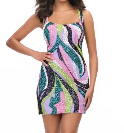 Ashleylauren Square Neck Beaded Cocktail Dress In Multicolor