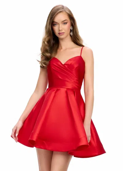Ashleylauren Classic Satin Sweetheart Cocktail Dress In Red