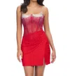 Ashleylauren Corset Bustier Cocktail Dress In Red In Red