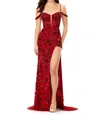 Ashleylauren Corset Prom Dress In Red In Red