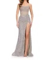 Ashleylauren Crystal Beadwork Strapless Gown In Silver