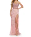 Ashleylauren Dazzling Fully Hand Beaded Gown In Pink
