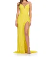 Ashleylauren Hand Beaded Strapless Gown In Yellow