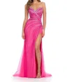 Ashleylauren Press On Stones Sweetheart Neckline Gown In Fuchsia In Pink