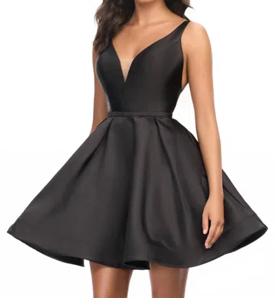 Ashleylauren Inverted Back Bow Mini Dress In Black