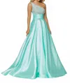 Ashleylauren One Shoulder Ball Gown In Aqua In Blue