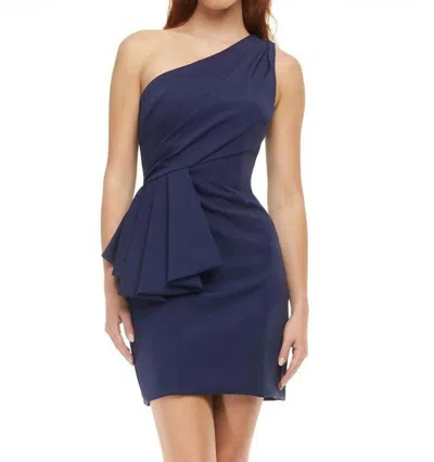 Ashleylauren One Shoulder Fitted Cocktail Dress In Navy In Blue