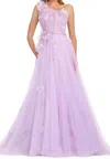 Ashleylauren One Shoulder Floral Prom Gown In Lilac In Blue