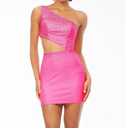 Ashleylauren One Shoulder Jersey Cocktail Dress In Hot Pink