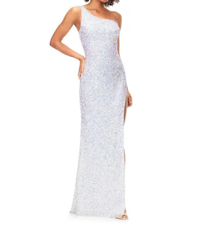 Ashleylauren One Shoulder Keyhole Back Sequin Gown In Ab/ivory In White