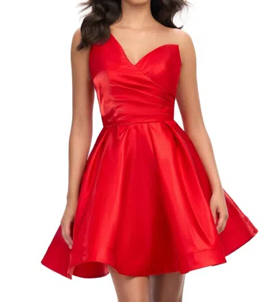 Ashleylauren One Shoulder Satin Cocktail Dress In Red