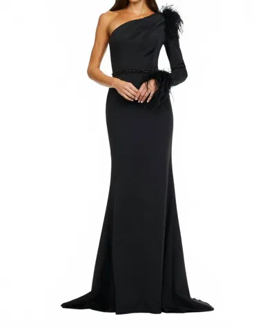 Ashleylauren One Shoulder Scuba Gown In Black