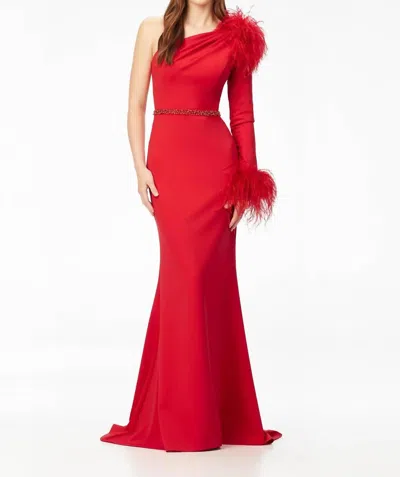 Ashleylauren One Shoulder Scuba Gown In Red