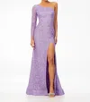 Ashleylauren One Shoulder Sleeve Prom Dress In Orchid In Purple