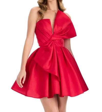 Ashleylauren Short Mikado Dress In Red In Pink