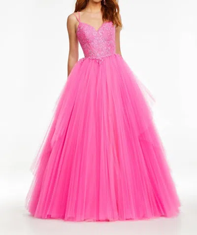 Ashleylauren Spaghetti Strapped Tulle Prom Dress In Pink
