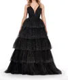 Ashleylauren Sparkling Glitter Tulle Ball Gown In Black In Black