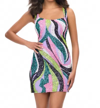 Ashleylauren Square Neck Beaded Cocktail Dress In Multicolor