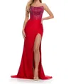 Ashleylauren Stones Encrusted Strapless Gown In Red