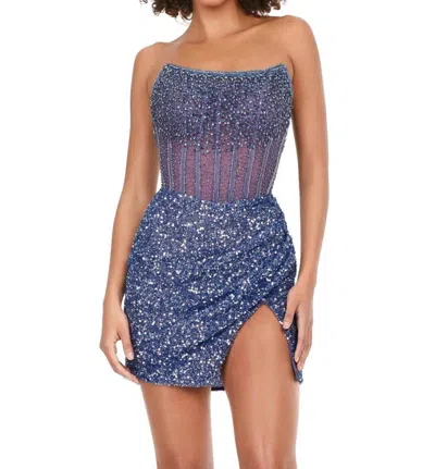 Ashleylauren Strapless Cocktail Dress In Periwinkle In Purple