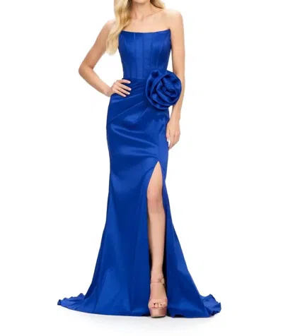 Ashleylauren Strapless Gown In Royal In Blue