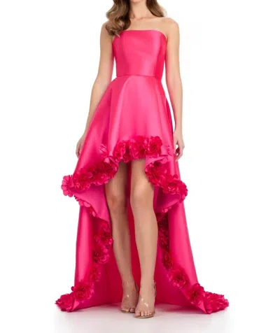 Ashleylauren Strapless Mikado High-low Dress In Fuchsia In Pink