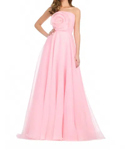 Ashleylauren Strapless Organza Gown In Ice Pink