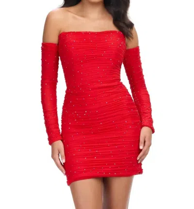 Ashleylauren Strapless Ruched Cocktail Dress In Red