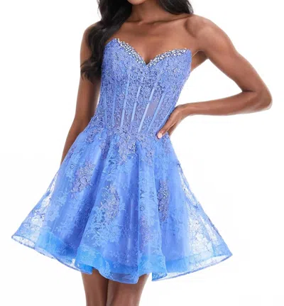 Ashleylauren Strapless Sweetheart Mini Dress In Blue