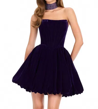 Ashleylauren Strapless Velvet Cocktail Dress In Purple