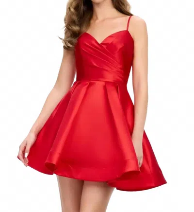 Ashleylauren Sweetheart A Line Cocktail Satin Dress In Red
