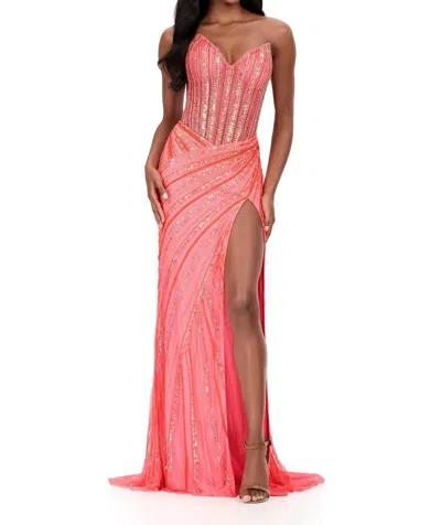 Ashleylauren Sweetheart Beaded Prom Dress In Electric Pink