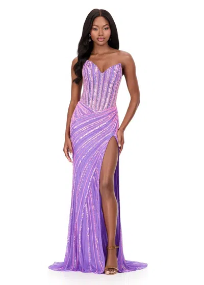Ashleylauren Sweetheart Beaded Prom Dress In Orchid In Pink